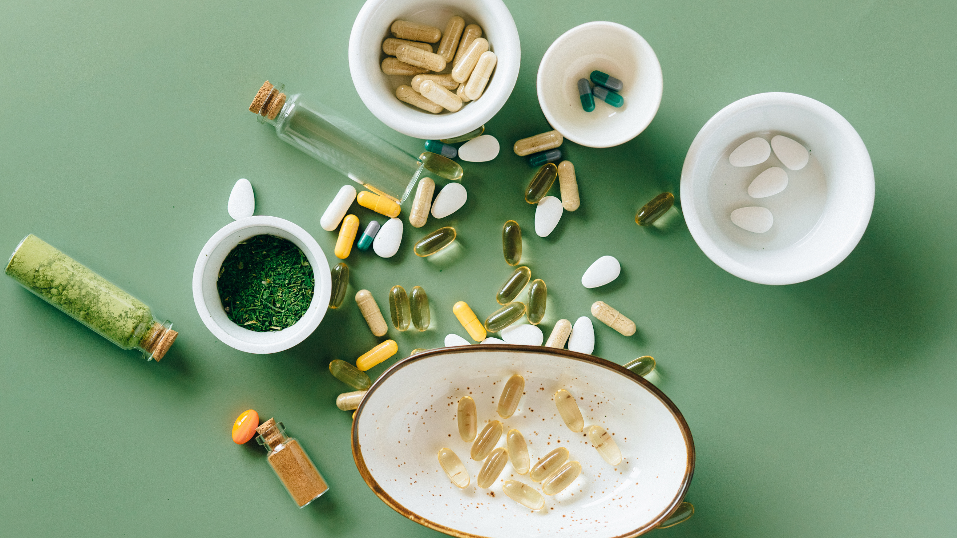 supplements laid out on surface